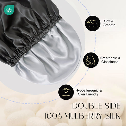 Double Layered 100% Silk Adjustable Sleep Cap